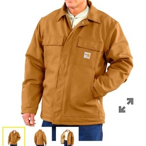 Carhartt Flame Resistant Duck quilted jacket with detachable hood